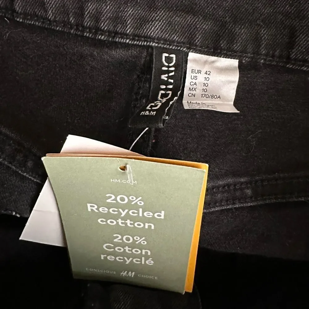 H&M Divided Black High Waisted Jean Shorts Size 10
